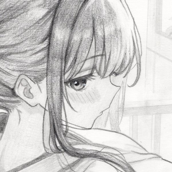 原画】 鉛筆画 【着物】手描きイラスト オリジナル イラスト A4 女の子