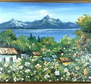 木曽御岳　油絵　山本雅勝（額付き） 山本雅勝の値段と価格推移は？｜1件の売買データから山本雅勝の価値が