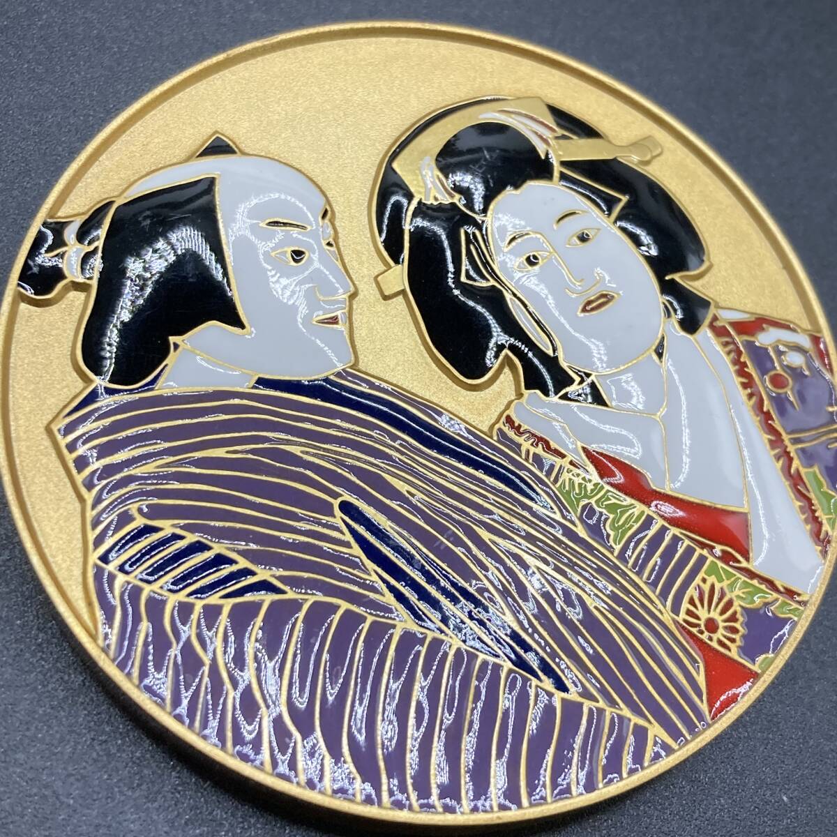 純銀 人形浄瑠璃文楽 七宝章碑 メダル 造幣局 記念メダル 重量約164.2g