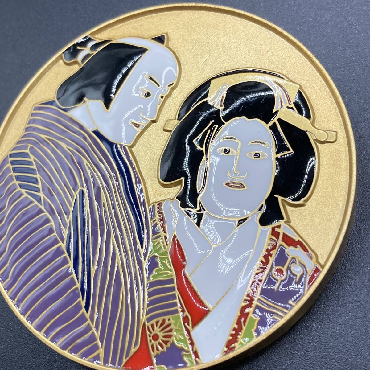 七宝章牌　純銀 人形浄瑠璃文楽 造幣局 記念メダル 限定400個 純銀 人形浄瑠璃文楽 七宝章碑 メダル 造幣局 記念メダル 重量約164.2g