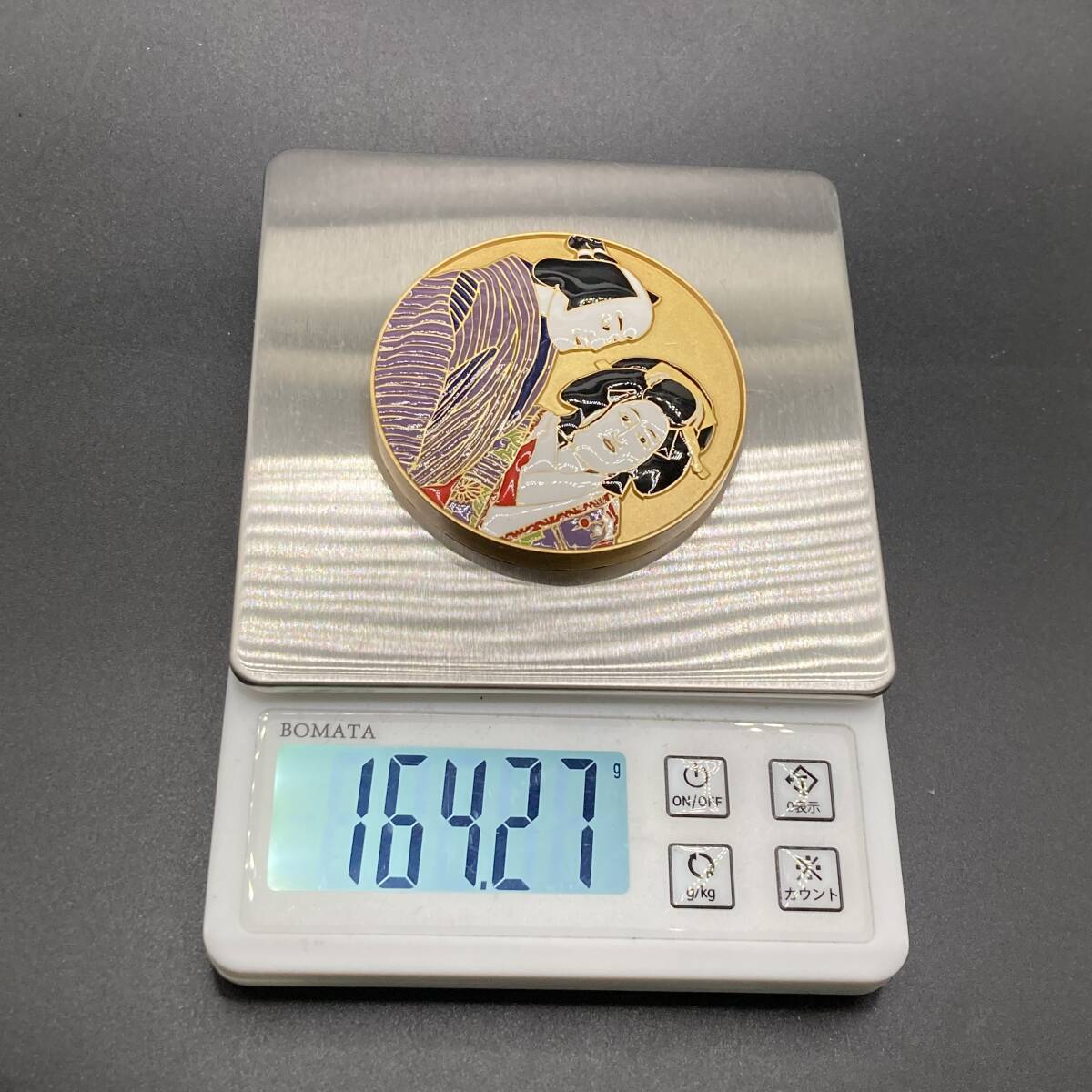 純銀 人形浄瑠璃文楽 七宝章碑 メダル 造幣局 記念メダル 重量約164.2g