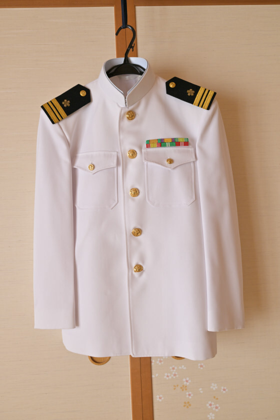 海上自衛隊 第1種夏制服 「3等海佐」肩章 防衛記念賞2段 襟カラー 付