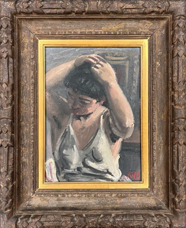中村研一　油彩画 風景画 FCP】真作保証 中村研一 油彩画4号 「少女」 日本芸術院会員 独立美術
