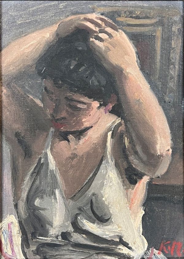 FCP】真作保証 中村研一 油彩画4号 「少女」 日本芸術院会員 独立美術