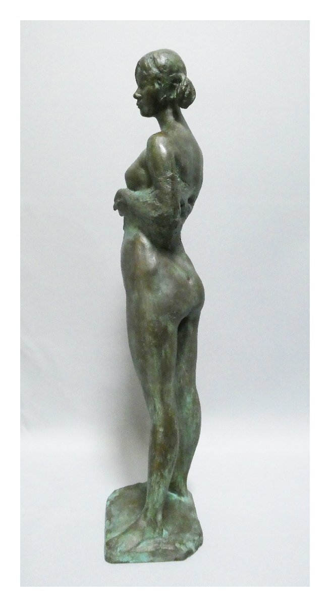 祥【真作】 溝口寛 「 天 」 ブロンズ彫刻 50×14×12cm サイン有 日展