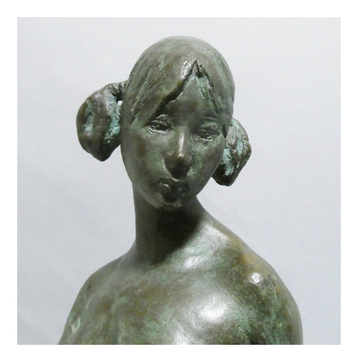祥【真作】 溝口寛 「 天 」 ブロンズ彫刻 50×14×12cm サイン有 日展