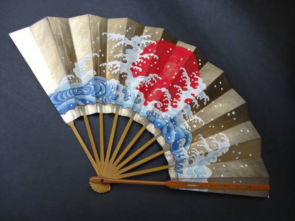 ■20■十松屋福井扇舗■新春扇 波に入り日図 修羅扇 仕舞扇仕立