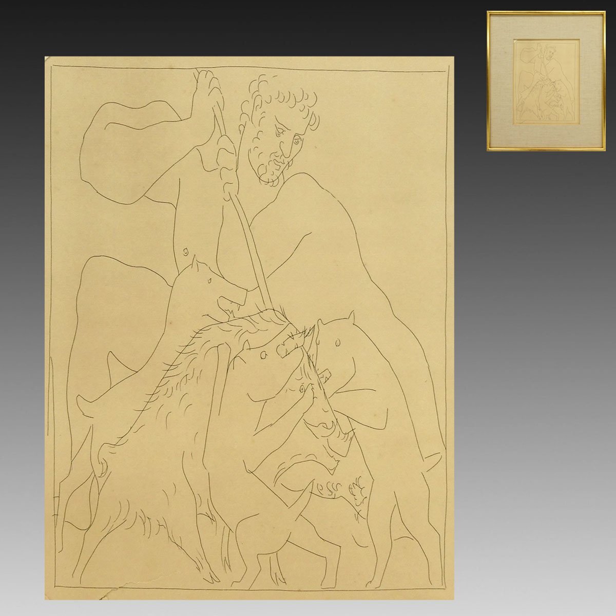 真作・エッチング】喜聞「ピカソ(Pablo Picasso) 変身譜の銅版画挿絵額