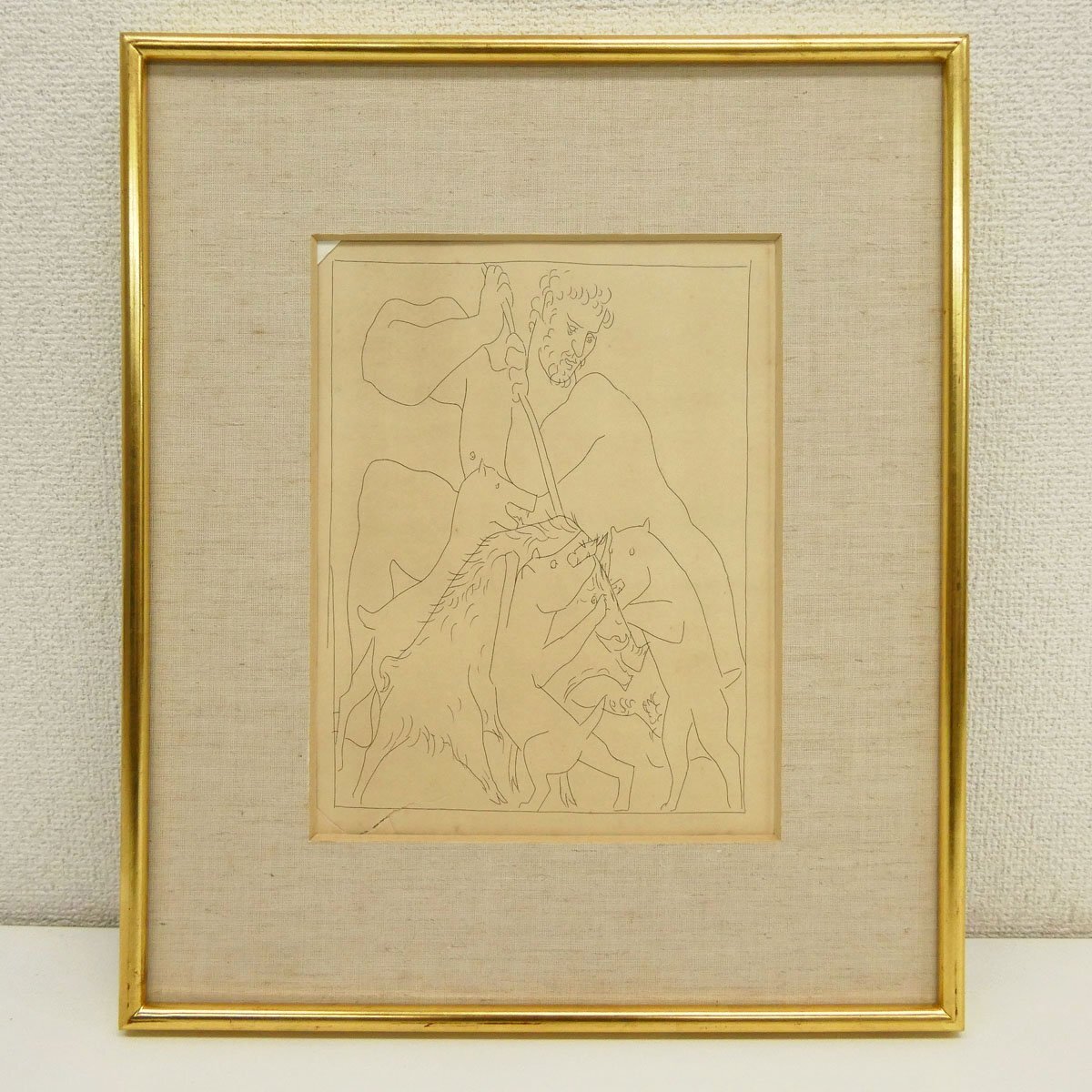 ピカソ作　狩人　銀製　シルバー　エッチング　Picasso 真作・エッチング】喜聞「ピカソ(Pablo Picasso) 変身譜の銅版画挿絵額
