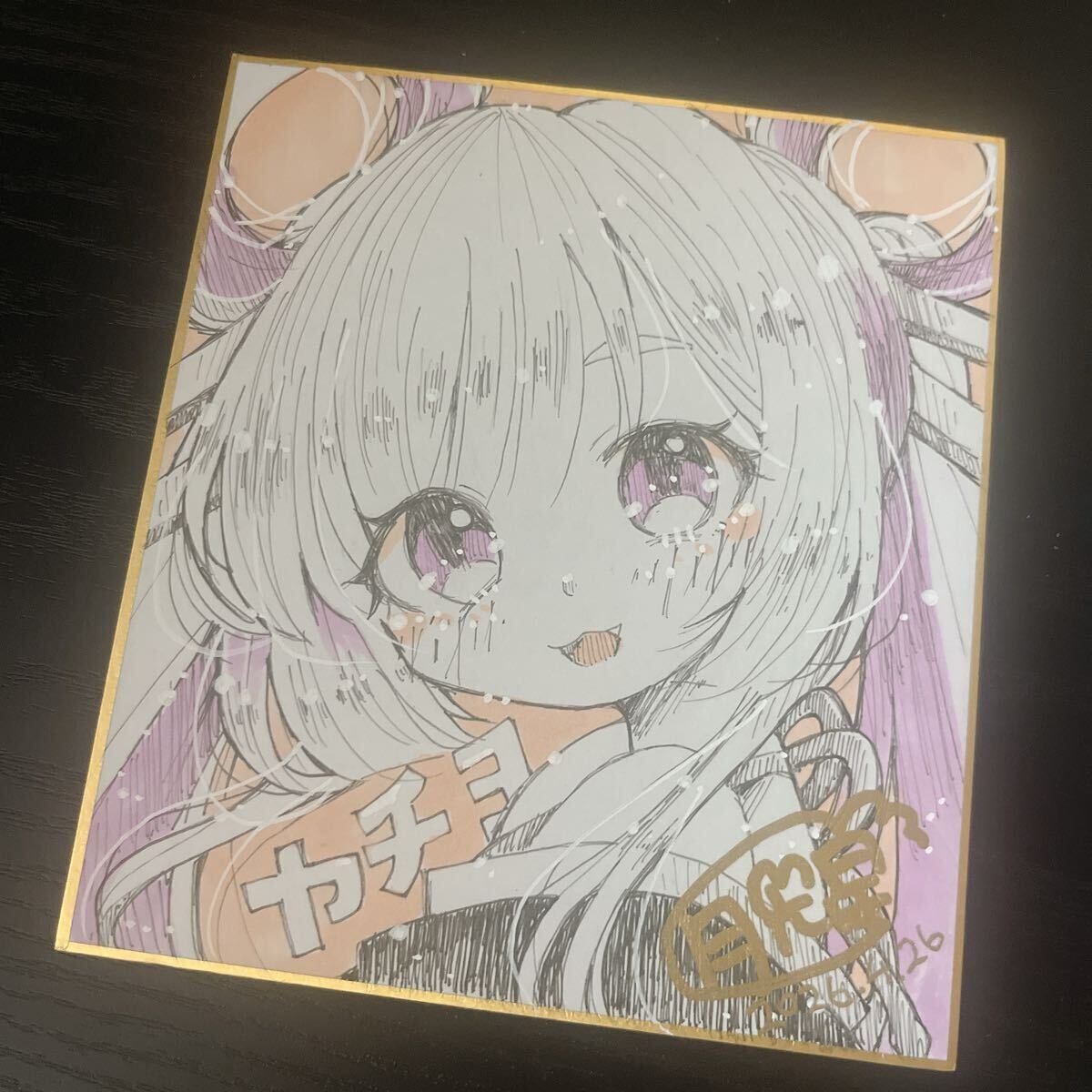 手描き イラスト 同人 色紙 超かぐや姫！ ヤチヨ 原画 直筆 (手描き