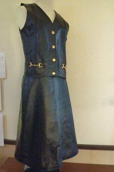 CELINE セリーヌ　 レザー ベスト スカート 42　40　フランス製