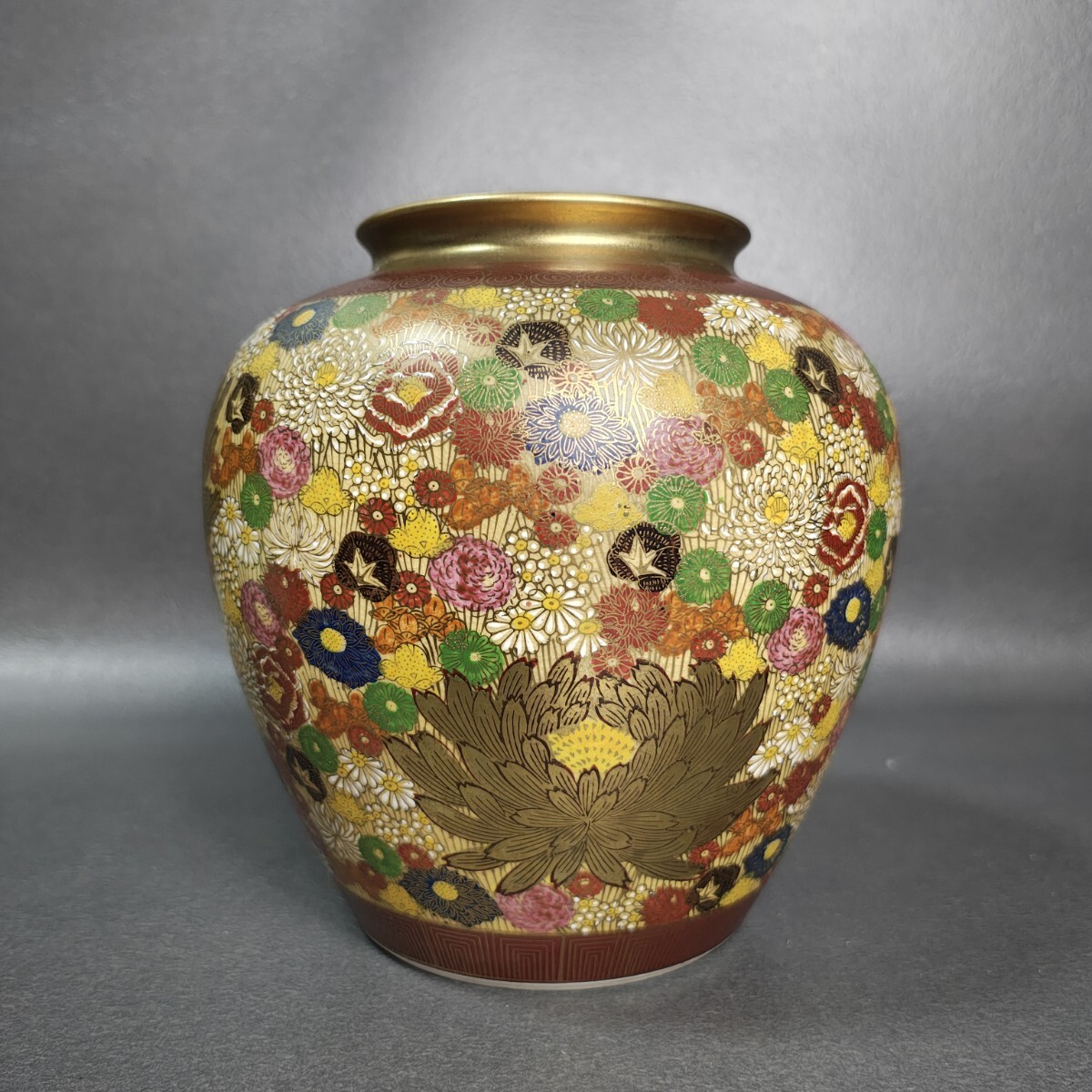 九谷焼 考月 花詰 花瓶 金彩 陶器 壺 花器 フラワーベース 九谷焼 金彩