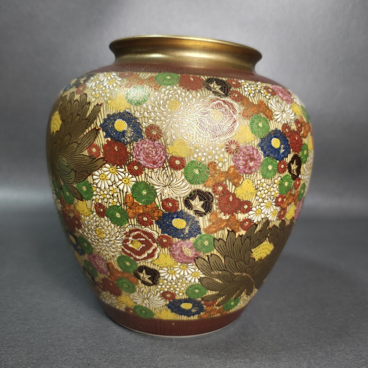 九谷焼 考月 花詰 花瓶 金彩 陶器 壺 花器 フラワーベース 九谷焼 金彩
