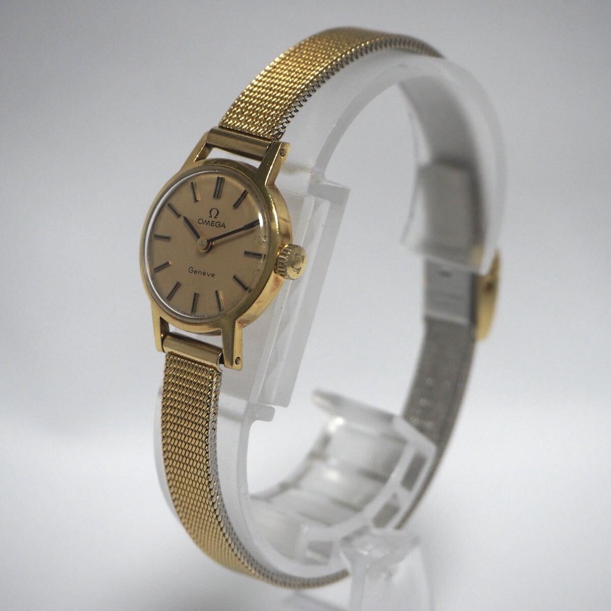 稼働□OMEGA 18K 750刻印 GENEVE 手巻き レディース 腕時計□オメガ
