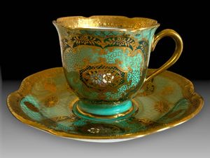 M】1912年頃～1921年頃 オールドノリタケ 金彩 白梅図紋 キャビネット