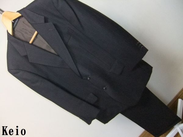 美品 Ｋeio 京王オーダーメイド スーツL　濃いグレーストライプ