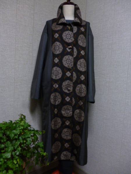 着物リメイク/正絹・大島紬の裏付きコート/ハンドメイド☆ 着物リメイク/正絹・大島紬の裏付きコート/ハンドメイド☆