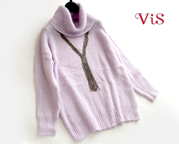 ViSビスROPE■上品！アンゴラ混リラクシーオフタートルニットPU