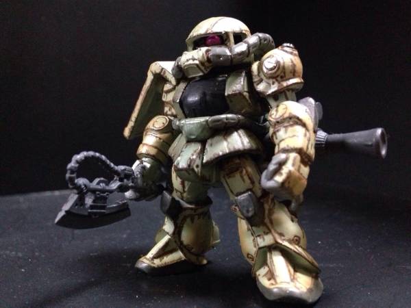 豆*ん様 01ガンダム(ゼロヒト)、ザク鹵獲機　ガンダムコンバージ　改造品 ガンダムコンバージ 改造 塗装 ザクⅡサビ塗装