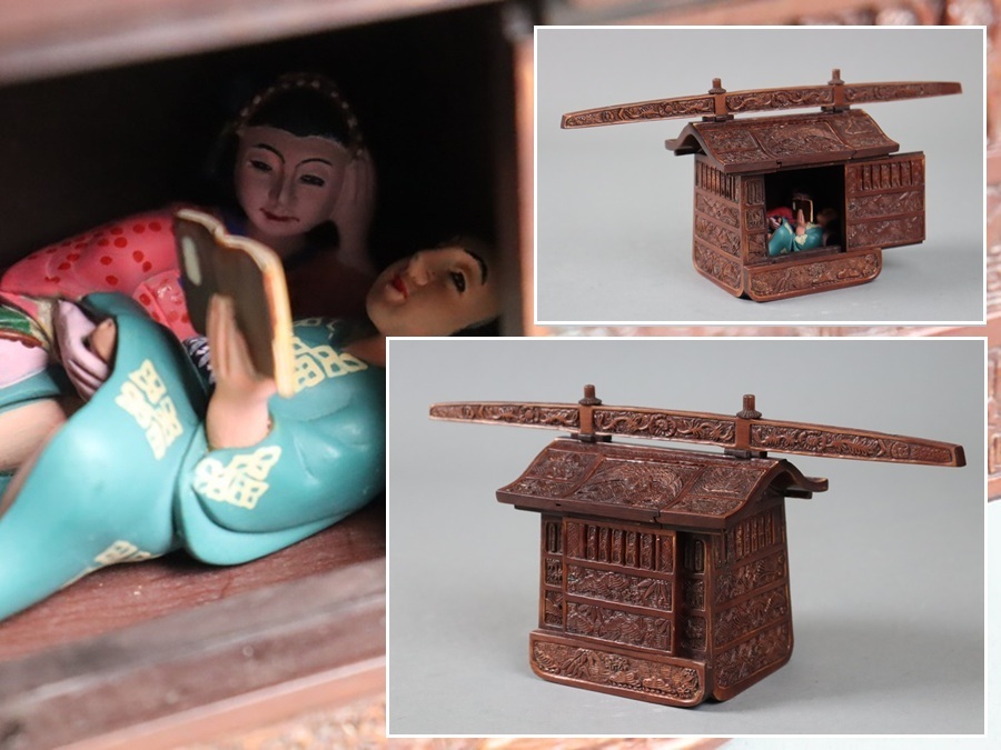 陶器春画、貝合せ置物 春画 人形 貝合わせ 蛤 蓋物 合子「春の蛤」元箱 枕絵 置物 飾り物