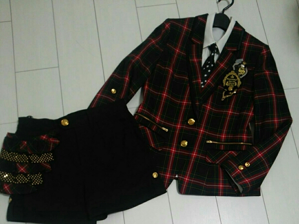 １回着Cutie Ribbonチェックキュロットスーツ160卒業式発表会