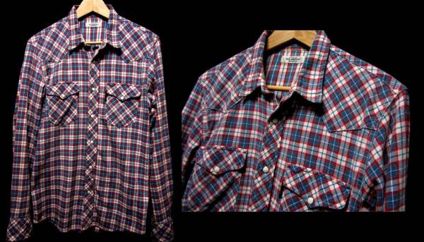 ハリウッドランチチェックウエスタンシャツブルーブルー