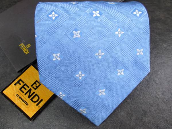 【新品タグ付き】 FENDI フェンディ 光沢全面ロゴ花小紋ネクタイ