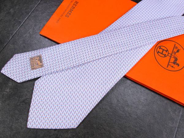 【新品同様】 HERMES PARIS エルメス光沢全面Ｈ柄 ネクタイ