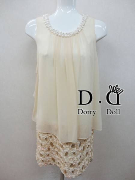 DorryDoll シフォン×お花デザインスカートドレス ベージュ 新品