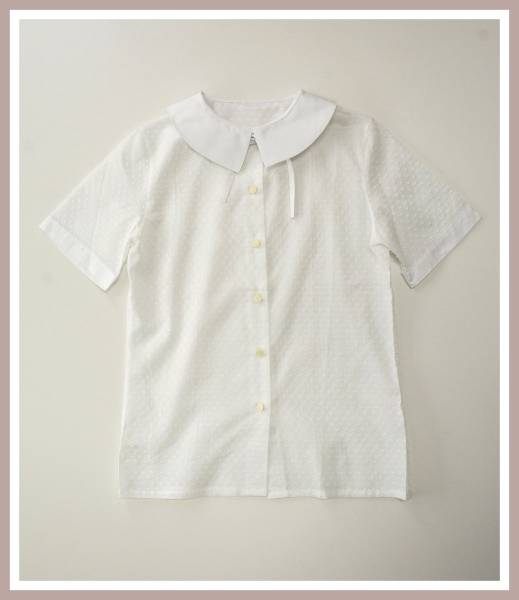 K5951*ディオール【春夏】ドット柄◎半袖シャツ/ブラウス/白/S