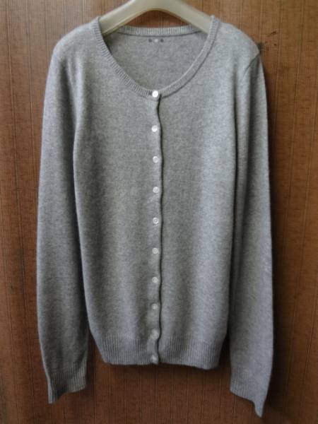 LA発スリードッツ　良質カシミアのクルーネックカーディガン