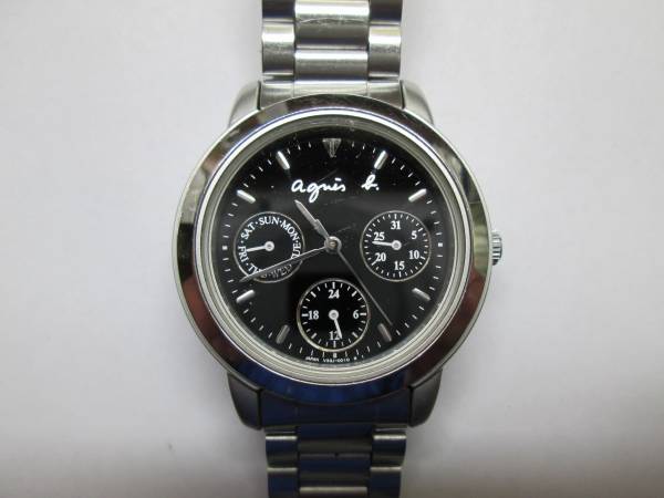 アニエスベー V33J-0010 黒 レディース 腕時計 動品