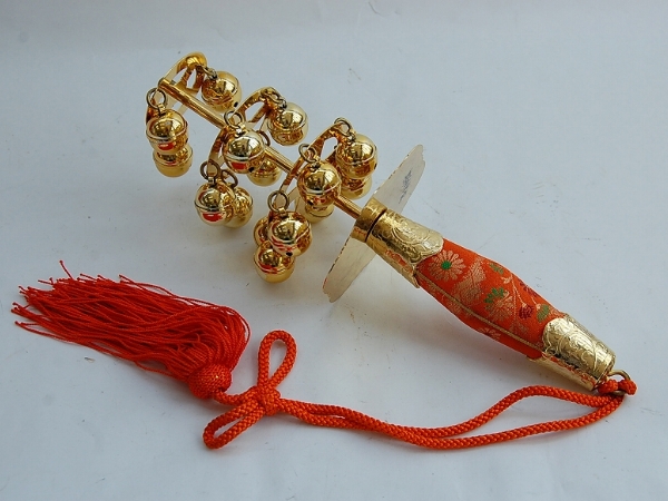 美品/神楽鈴/巫女鈴/三番叟鈴上/七五三鈴】能呪猿楽祓社(神棚、神具
