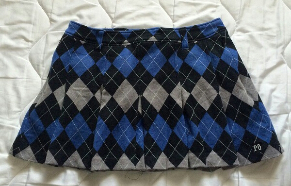 PEARYGATESパーリーゲイツチェックスカートブルーグレー