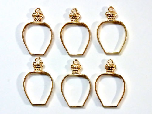 QQQ 香水瓶のレジン枠　マットゴールド　６個_1
