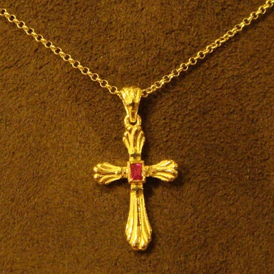 AHKAH アーカー 7万円 ミニウイングクロスネックレス K18 ルビー