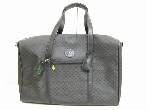 152mo□GUCCI オールドグッチ 鍵付ボストンバッグ ブラック□1Y