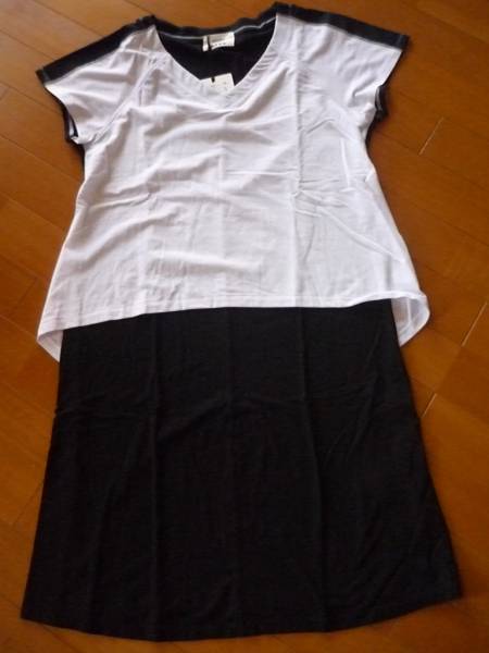 新品　ＰＬＳＴ　白×黒　ワンピース