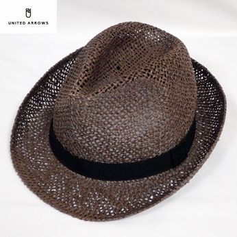 新品◆ユナイテッドアローズ 麦わら帽子 中折れ帽子 茶