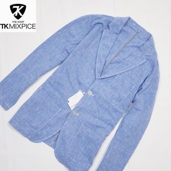 新品◆タケオキクチ リネンジャケット 青 L