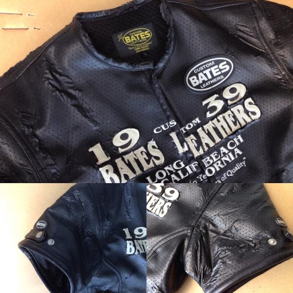 BATES ベイツ パンチングレザー 半袖 ジャケット L BATES ベイツ 半袖 パンチング レザージャケット Lサイズ(ベスト