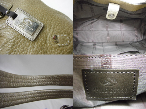 超美品PELLE BORSA ペレボルサ レザー プラント トート バッグ M