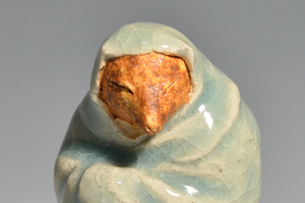 白蔵主・宗旦狐 香合 帝室技芸員 初代 伊東陶山(作) 共箱(香炉、香合