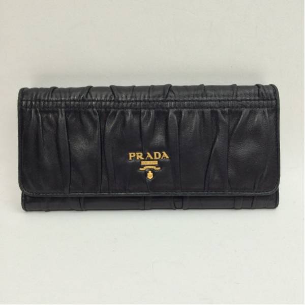 プラダ／PRADA／長財布／ラムスキン／ブラック／ダブルホック