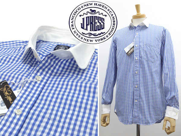 Jプレス 定価15120円【新品】ギンガムチェック 丸衿 OXシャツ LL