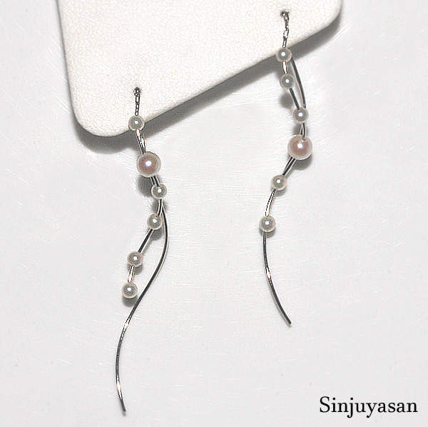 【花珠級】オリジナル アコヤ真珠K14WGベネチュアンロングピアス