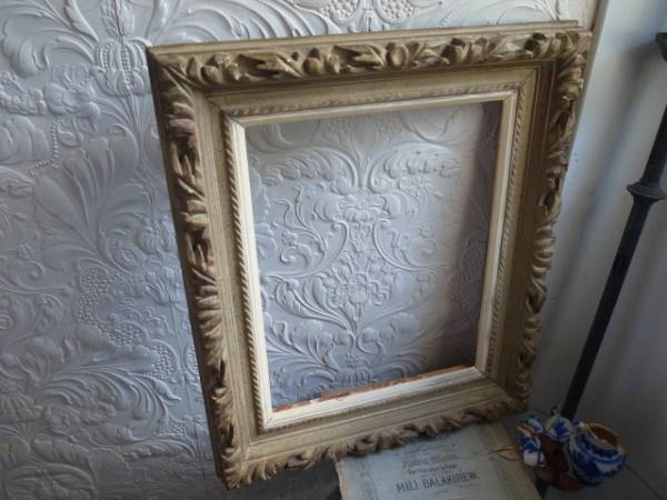 アンティーク木製シャビーレリーフフレーム額
