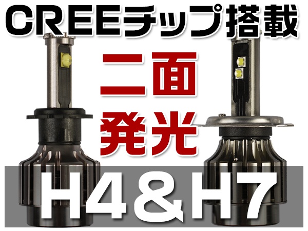一円から 40Wバイク専用H4/H7一体型LEDヘッド4800lm両面発光 1灯_1