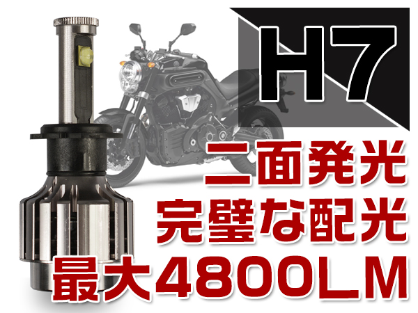 一円から 40Wバイク専用H4/H7一体型LEDヘッド4800lm両面発光 1灯_3