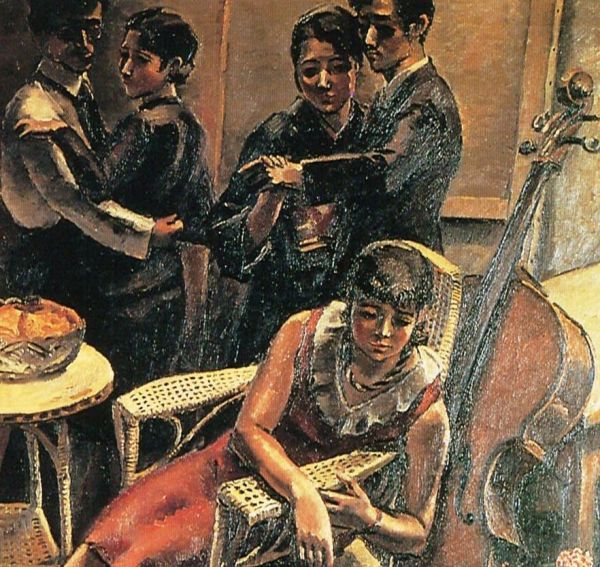 ◆中村研一「弟妹集う」オフセット複製・木製額付・即決◆_3